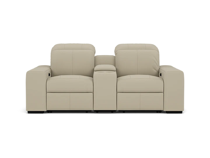 Farrah Leather Power Headrest Zero Gravity Reclining Console Loveseat